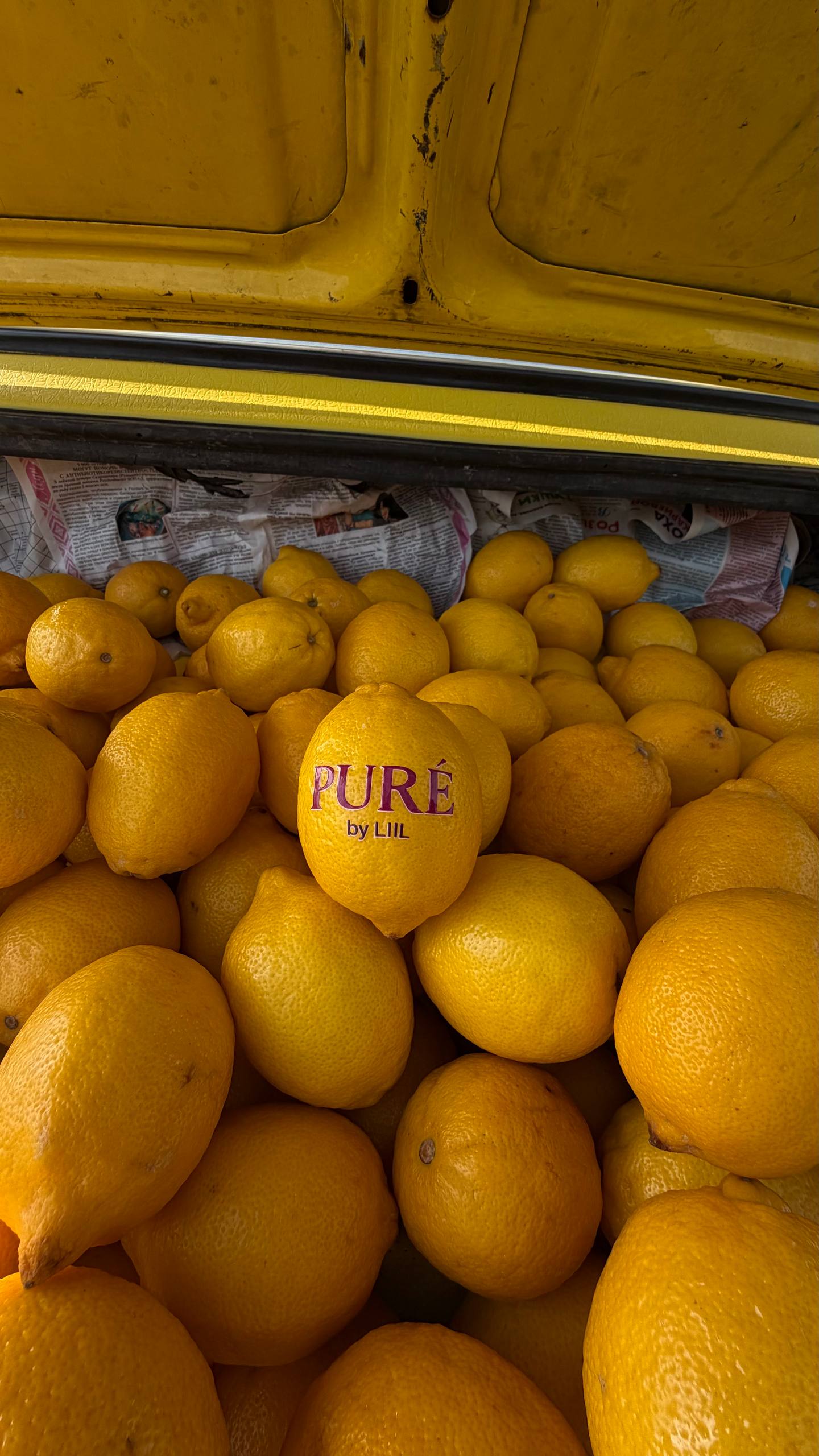 PURÉ branded lemon close-up